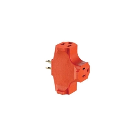 LEVITON 003-00694-000 Outlet Adapter, 2 -Pole, 15 A, 125 V, 3 -Outlet, NEMA: NEMA 5-15R, Orange 00694-007-0OR